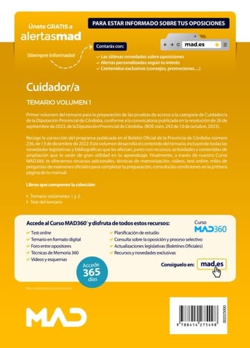 Cuidador/a de la Diputación Provincial de Córdoba. Temario Volumen 1