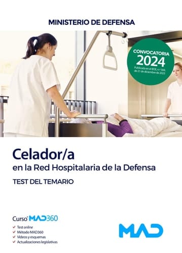 Celador/a en la Red Hospitalaria del Ministerio de Defensa. Test del temario