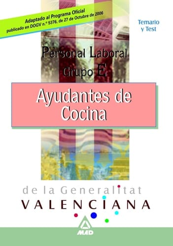 Ayudantes de cocina, personal laboral (Grupo E) de la Generalitat Valenciana - temario y test