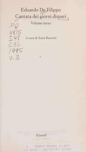 Cantata Dei Giorni Dispari 1*Old Edition* (Italian Edition)