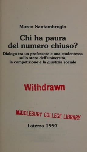 Chi ha paura del numero chiuso? dialogo tra un professore e una studentessa sullo stato dell'università, la competizione e la giustizia sociale