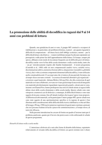 Difficoltà di lettura nella scuola media . Percorsi e materiali di recupero per le abilita di decodifica (Introduzione di C. Cornoldi)
