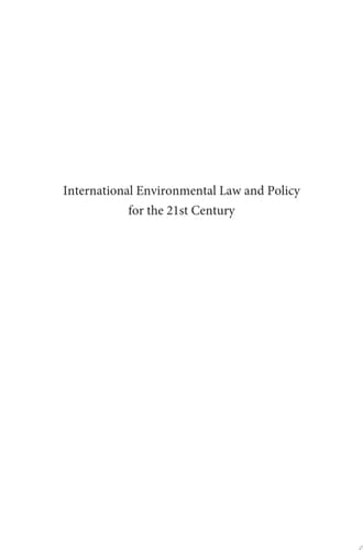 International Environmental Law and Policy for the 21st Century 2nd Revised Edition