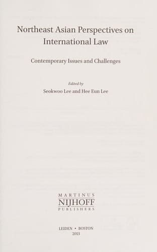 Northeast Asian Perspectives on International Law Contemporary Issues and Challenges