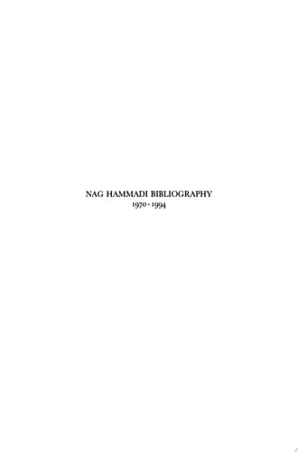 Nag Hammadi Bibliography 1970-1994