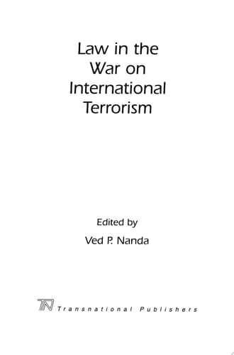 Law in the War on International Terrorism