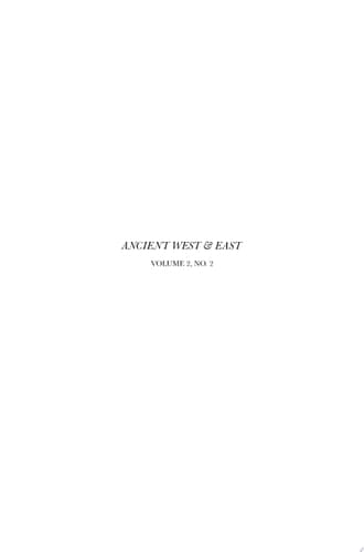 Ancient West & East Volume 2, No. 2