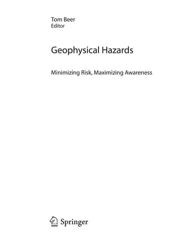 Geophysical Hazards Minimizing Risk, Maximizing Awareness