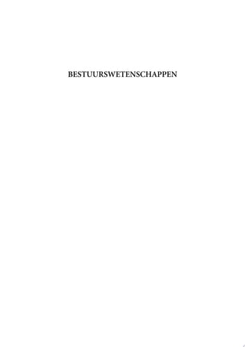 Bestuurswetenschappen de overheid : instellingen en beleid