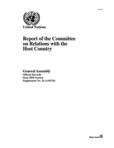 Report of the Committee on Relations with the Host Country