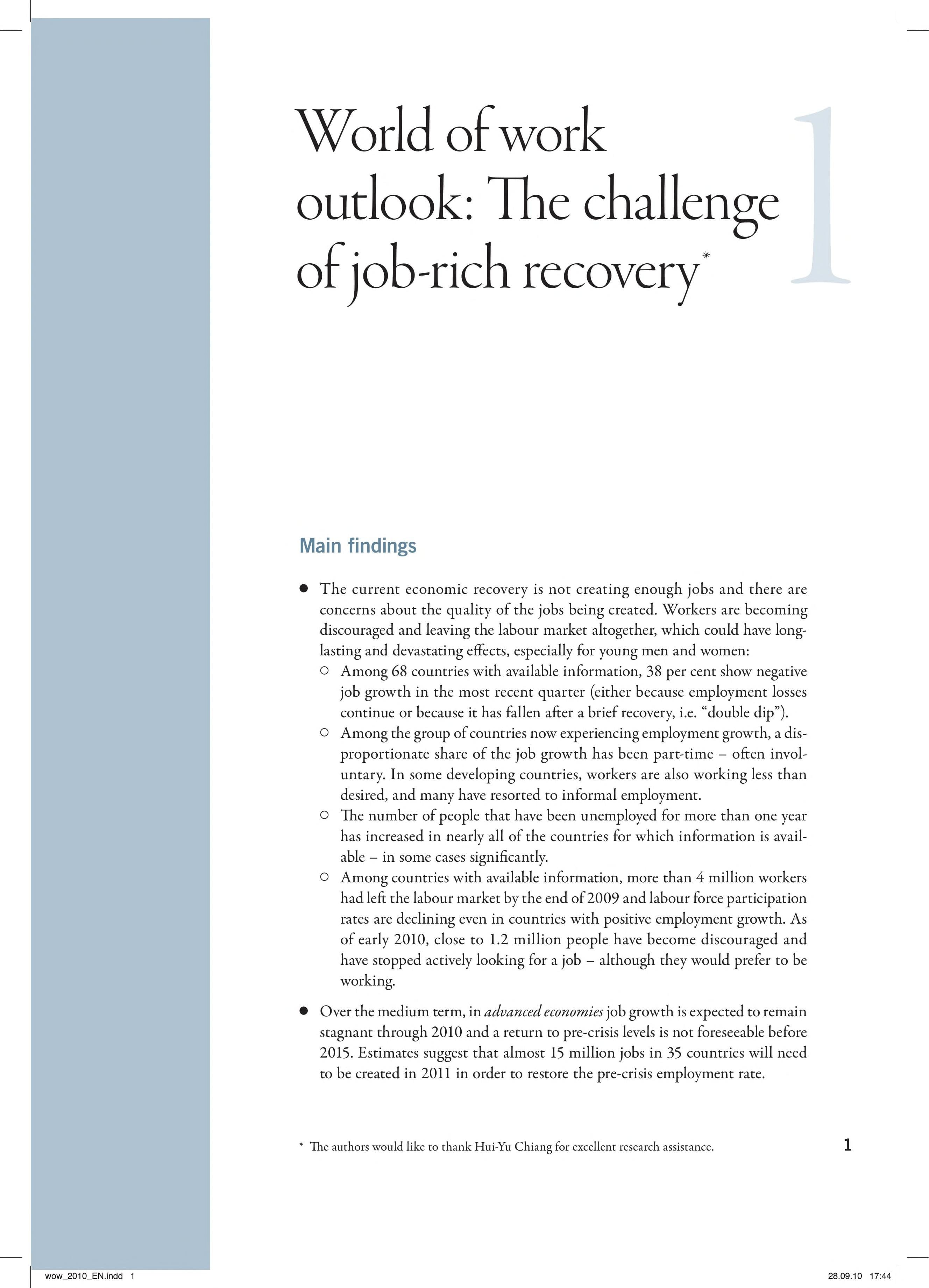 World of Work Report 2010 From One Crisis to the Next?