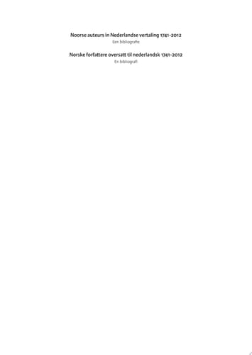 Noorse auteurs in Nederlandse vertaling 1741-2012 een bibliografie
