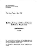 Politics, society and financial sector reform in Bangladesh