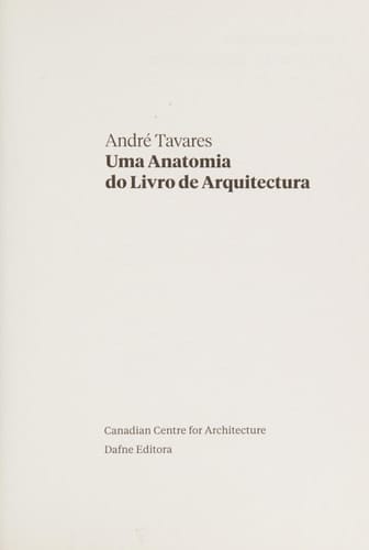 Uma Anatomia do Livro de Arquitectura