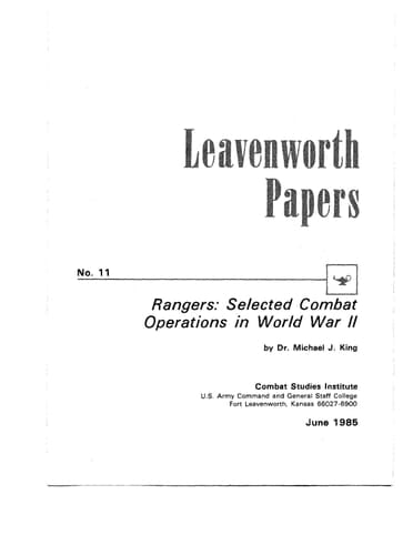 Rangers Selected Combat Operations in World War Ii