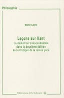 Leçons sur Kant La déduction transcendantale dans la deuxième édition de la Critique de la raison pure