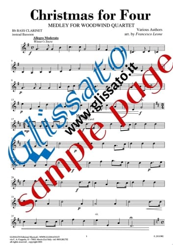 Bass Clarinet instead Bassoon part of "Christmas for four" - Woodwind Quartet 10 Christmas Carols medley