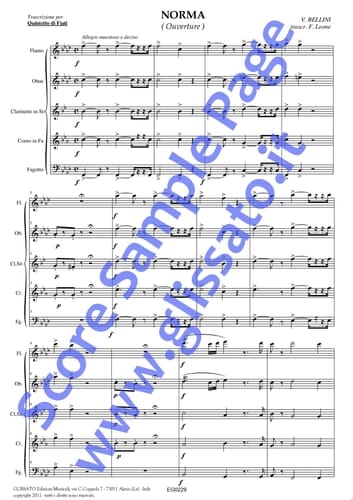 Bassoon Part Of "Norma" For Woodwind Quintet Overture