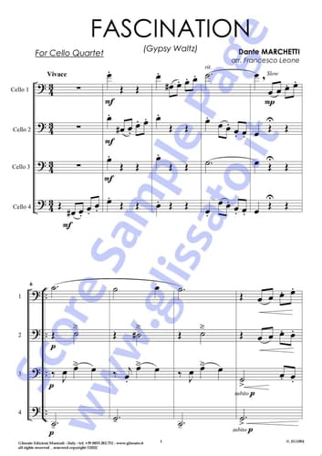 Cello 4 part of "Fascination" for Cello Quartet Gypsy Waltz