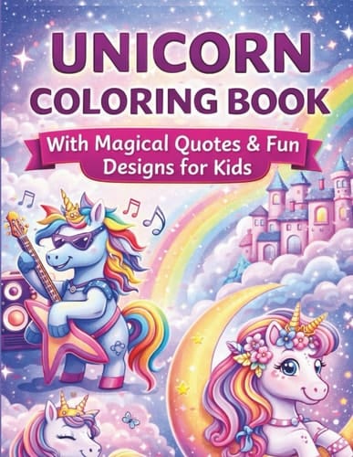 Unicorn Coloring Book for Kids: 55 Unique Magical Unicorn Coloring Designs with Fun Quotes for Creative Kids