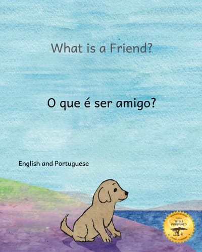 What is a Friend A Pup Finds a Home in Portuguese and English