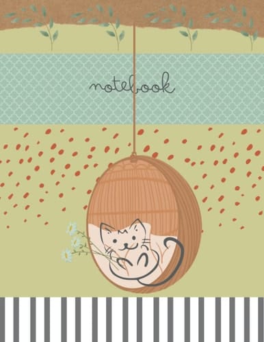 Notebook: Unique Lined Notebook Journal with Vintage Colors and Cat