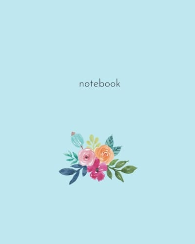 Notebook: Pretty Blue Floral 8x10 Notebook Journal