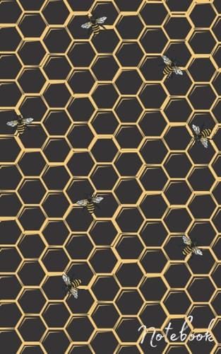 Notebook: Black and Gold Bee and Honeycomb Print