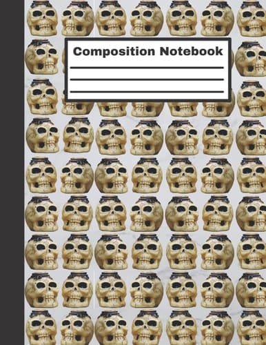 Skull Composition Notebook: Scary Skull Cover - Size (8.5 x 11 inches) 100 Pages: Lined Paper, Workbook for Boys Girls Kids Teens Students for Back to School, Perfect Gift for Halloween.
