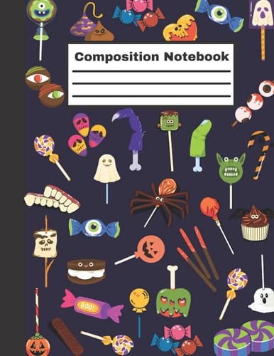 Halloween Composition Notebook: Happy Halloween Composition Notebook, Kawaii Halloween Candy Cover - Size (8.5 x 11 inches) 100 Pages: Lined Paper.