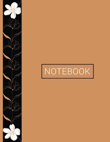 Floral Notebook: Golden Composition Notebook with Black and White Floral - College Ruled 120 pages (Large size 8.5 "x 11") (Minimal Notebooks)