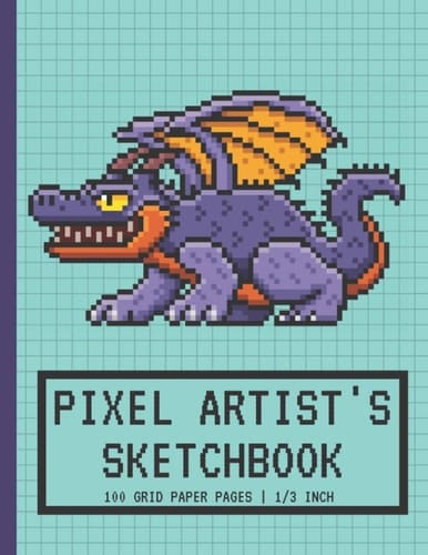 Pixel Artist's Sketchbook: Pixel Art Graph paper | Drawing Blank Notebook | 1/3 Squares Grid Paper Note | Dragon Monster | Gift For Pixel Artist, Boys & Girls Gamers, Game Developers