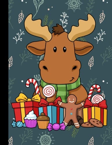 Moose Gift For Moose Lovers Christmas Moose Composition Notebook 110 Pages Wide Ruled 8.5 x 11 in: Moose Journal For Christmas