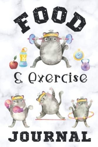 Food and Exercise Journal 12 Week Planner Workout Diary and Diet Tracker for Weight Loss / Gain, Wellness and Healthier Living - Fitness Funny Cartoon Cats