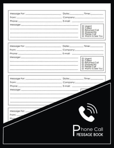 Phone Call Message Book Simple Telephone Voicemail Message Tracker Log Book