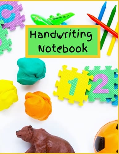 Kindergarten writing paper with lines for ABC kids: 120 Blank handwriting practice paper with dotted lines 8.5" x 11": Brightly colored handprints on cover