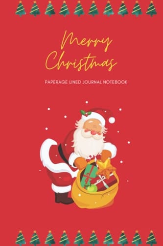 Paperage Lined Journal Notebook, Merry Liddle Christmas: 60 Pages, 6 x 9-Inch, Lined Pages