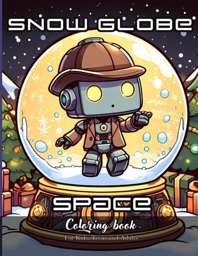Snow Globe Space Coloring Book for Kids, Teens and Adults 32 Simple Images to Stress Relief and Relaxing Coloring