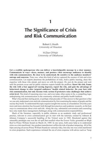 Handbook of risk and crisis communication
