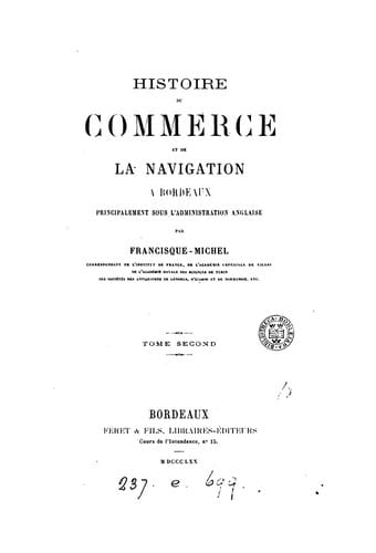 Histoire du commerce et de la navigation à Bordeaux