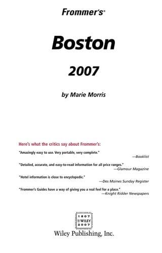 Frommer's Boston 2007