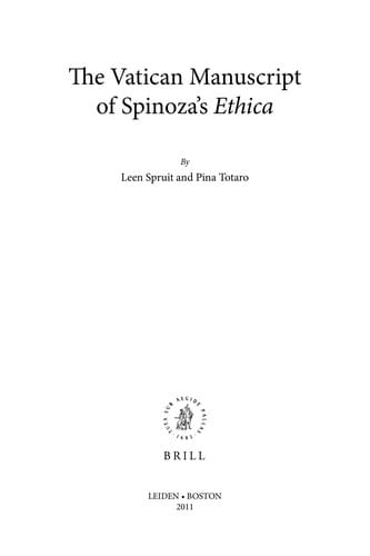 The Vatican manuscript of Spinoza's Ethica