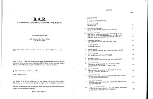 The Byzantine aristocracy, IX to XIII centuries