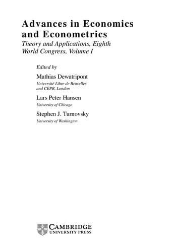 Advances in economics and econometrics