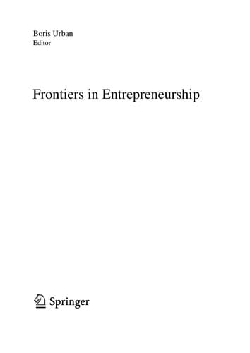 Frontiers in Entrepreneurship