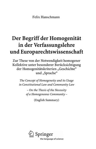 Der Begriff der Homogenität in der Verfassungslehre und Europarechtswissenschaft