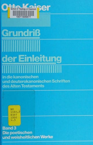 Grundriss der Einleitung in die kanonischen und deuterokanonischen Schriften des Alten Testaments