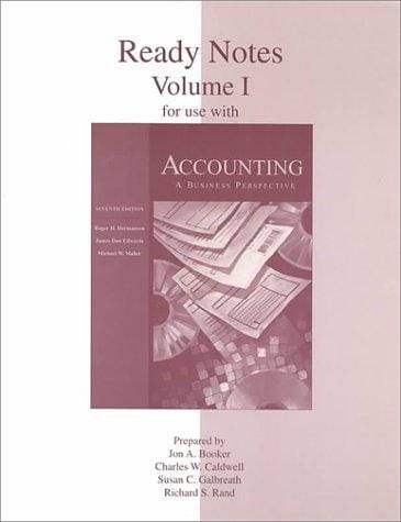 Ready Notes Volume 1 To Accompany Accounting