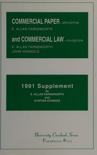 1991 supplement to Farnsworth's commercial paper, third edition, and Farnsworth and Honnold's commercial law