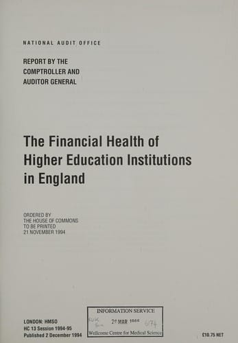 The financial health of higher education institutions in England
